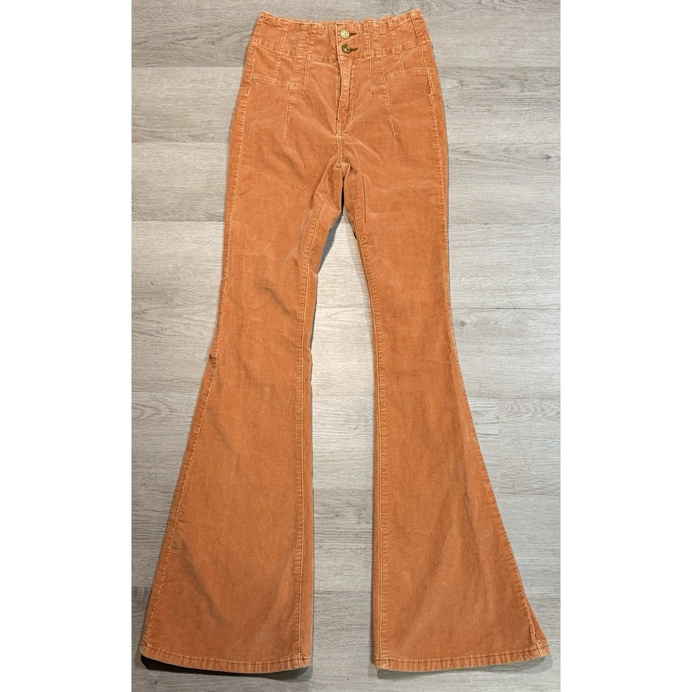 Free People We The Free Jayde Flare Leg Corduroy Pants Women's Size 31 Orange